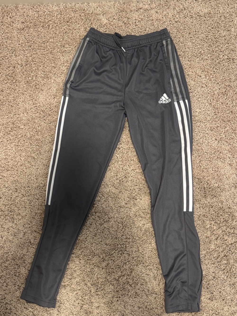 adidas Kids Black Track Pants with White Side Stripes